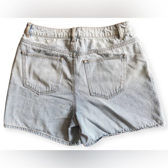 Blue Light Wash High Waisted Mom Jean Shorts - Picture 5 of 6